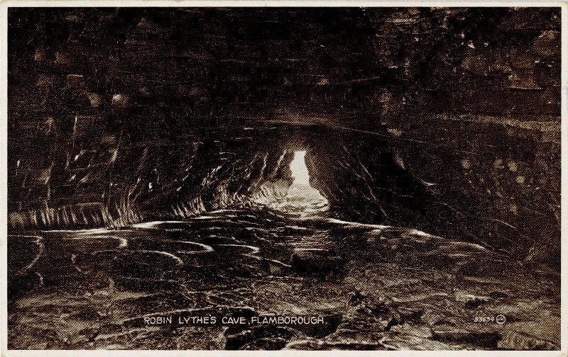 Black & white photo from inside a cave